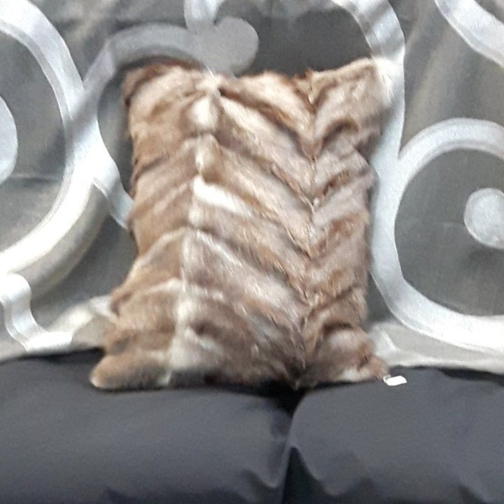 Handmade Genuine Vintage Real Mink Accent Pillow